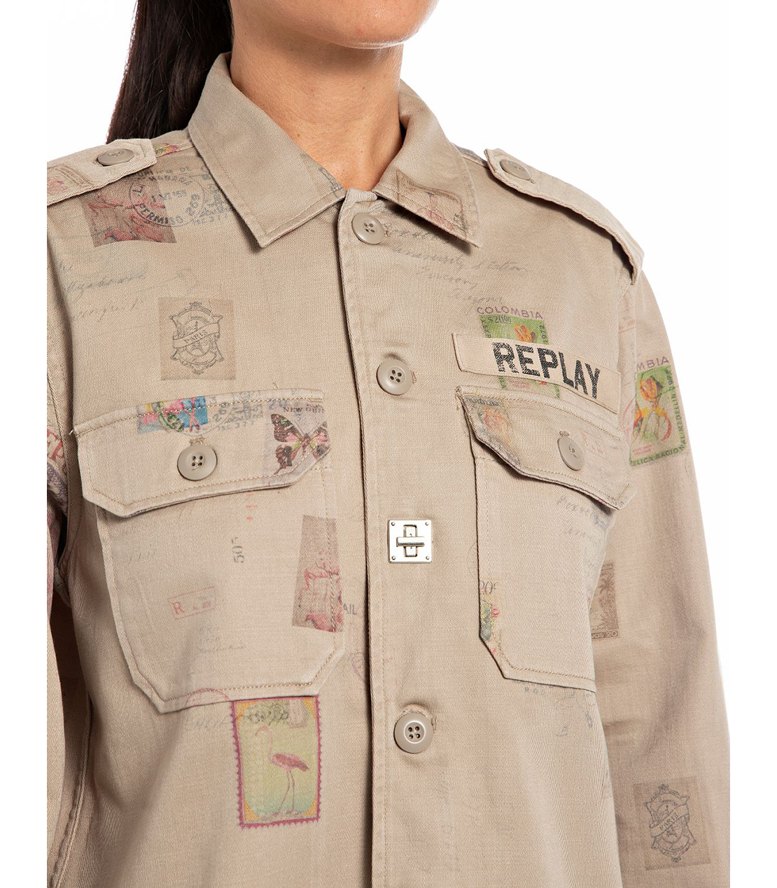 スタンププリントボーイフィット オーバーシャツ 詳細画像 ベージュ 3